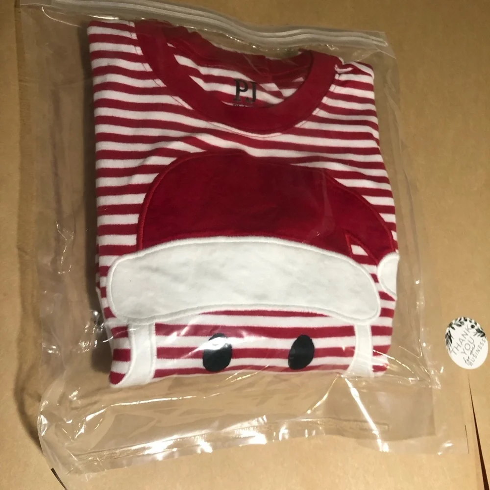 Children’s Place Kids Size 10 Striped Santa Snug Fit Cotton Pajamas - Red